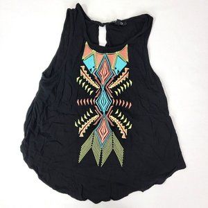 Itro Black Tank Top Size Small Blouse Sleeveless Shirt Light Comfort Embroidered